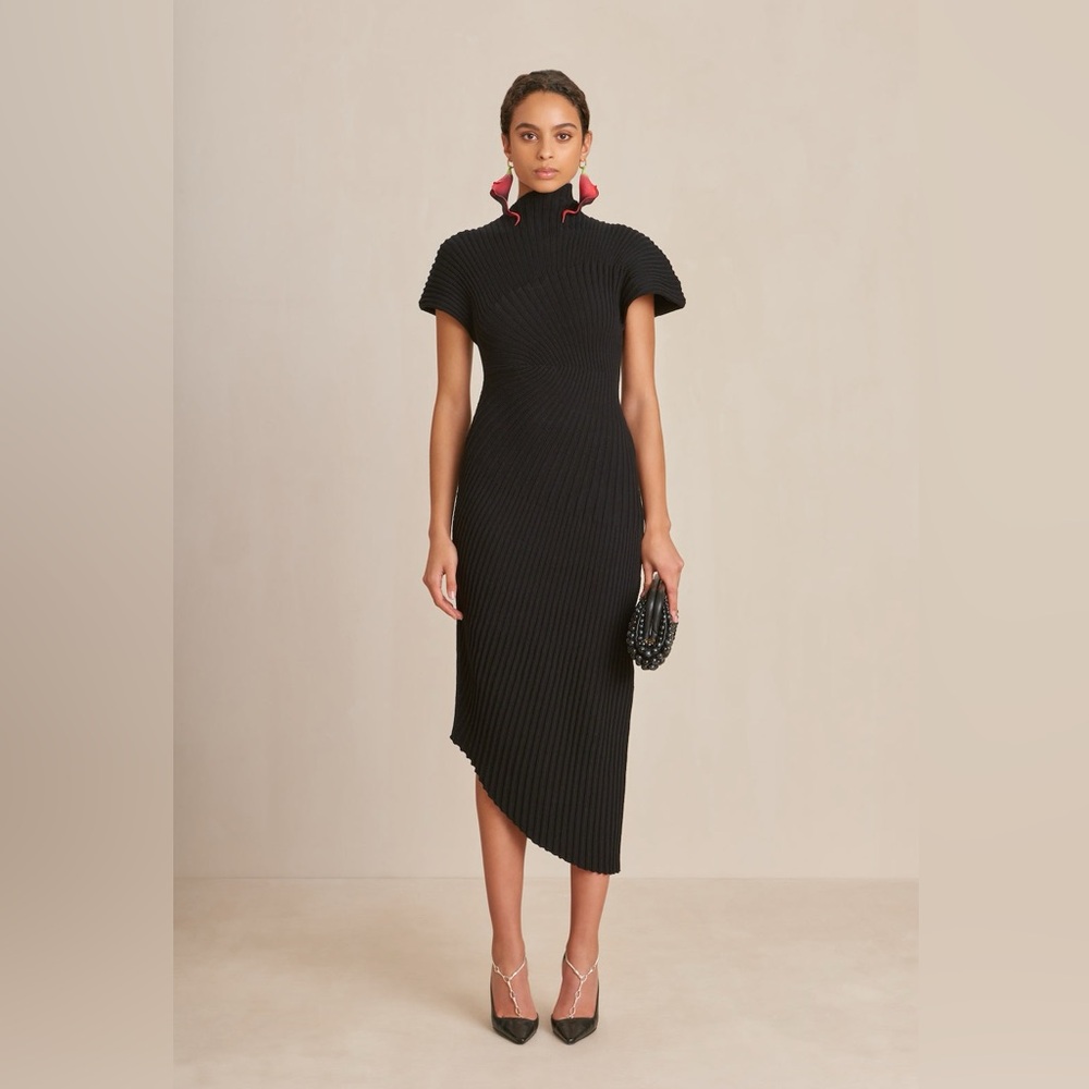 Cult Gaia Black Ribbed Dress
